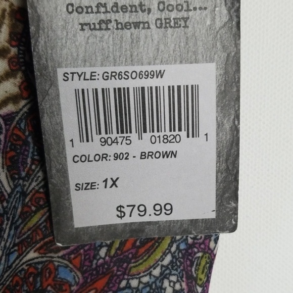 NEW! RUFF HEWN GREY Plus Size Boho Style Blouse Top 1X. - Picture 6 of 8
